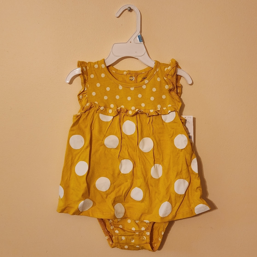 NWT Carters Baby 24 Month Yellow Polk a Dot Summer Outfit